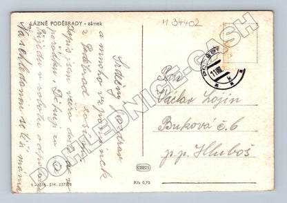 Pohlednice Poděbrady zámek kvetoucí stromy (M34402)