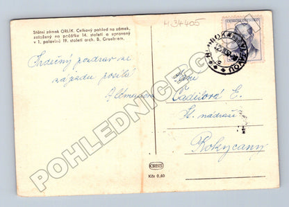 Pohlednice Orlík zámek celkový pohled 1935 (M34405)