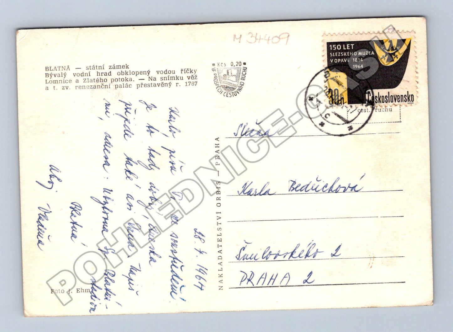 Pohlednice Blatná státní zámek 1964 (M34409)