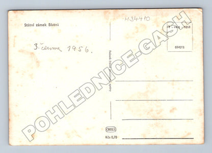 Pohlednice Blatná zámek s odrazem ve vodě 1956 (M34410)