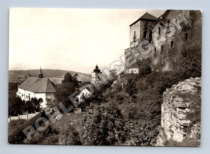 Pohlednice Lipnice nad Sázavou hrad a kostel kolem 1940 (M34412)