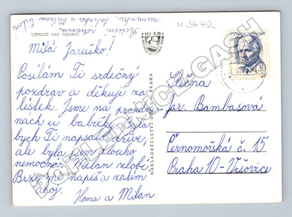 Pohlednice Lipnice nad Sázavou hrad a kostel kolem 1940 (M34412)