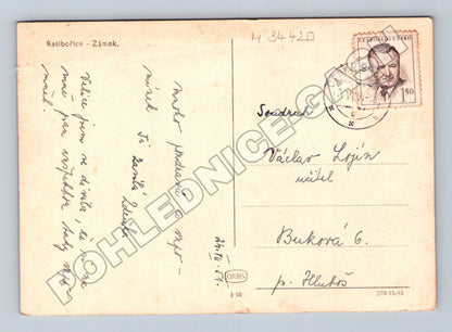Pohlednice Ratibořice Zámek 1950 (M34420)
