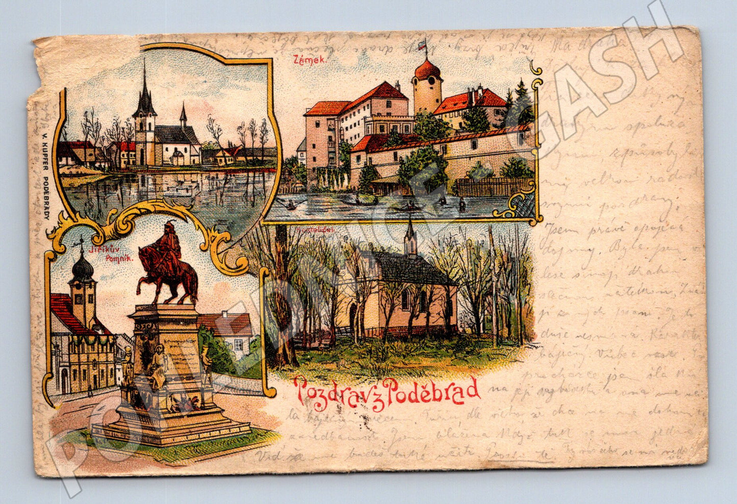 Pohlednice Poděbrady pozdrav 1898 (M3443)