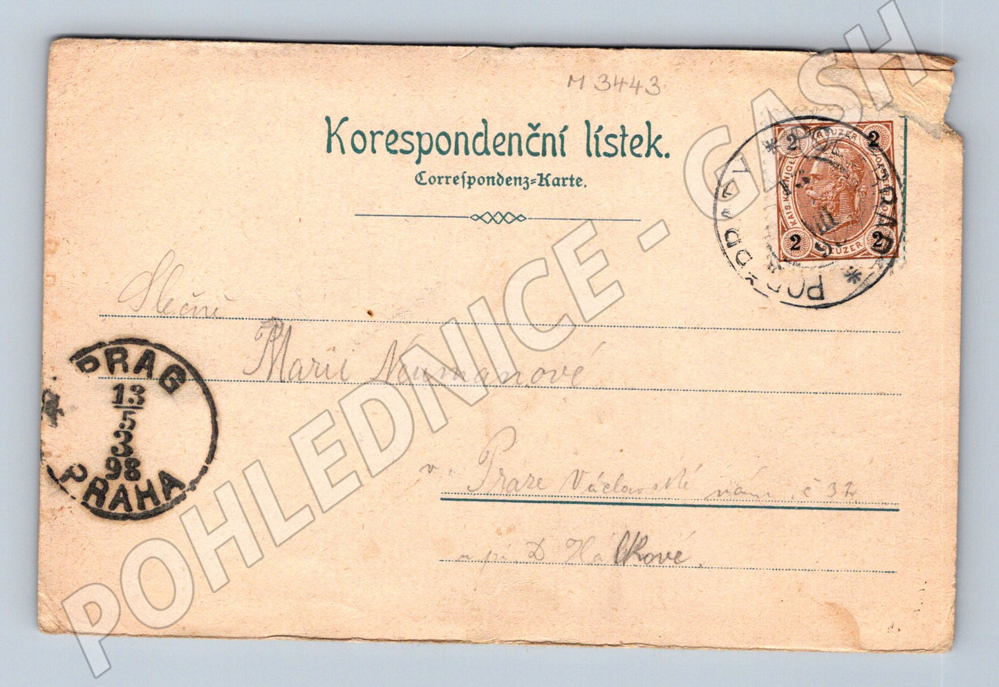 Pohlednice Poděbrady pozdrav 1898 (M3443)