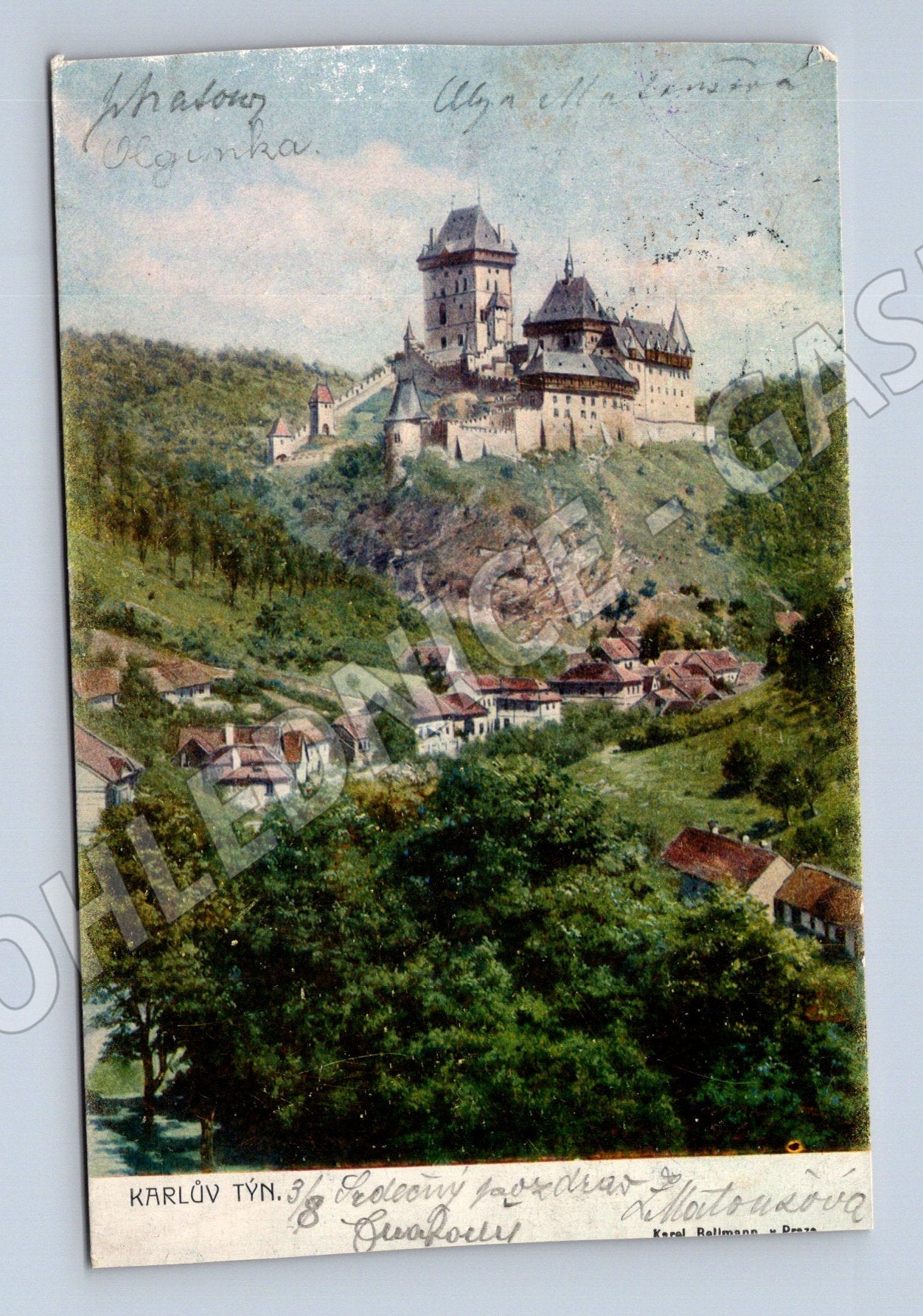 Pohlednice Karlštejn historický motiv (M3444)