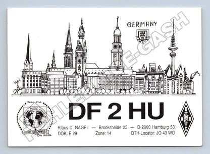 Pohlednice Německo Hamburk DF2HU QSL karta 1991 (M34441)