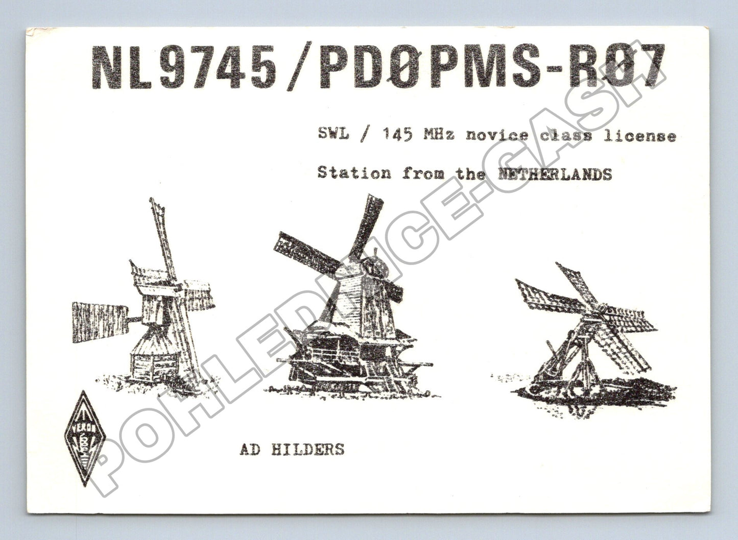 Pohlednice Holandsko větrné mlýny QSL karta 1992 (M34445)