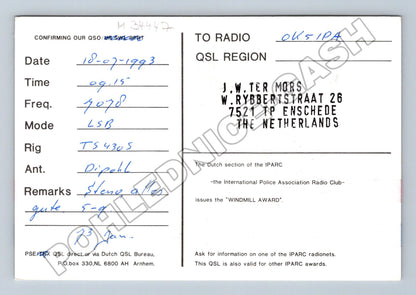 Pohlednice Holandsko radioamatérská QSL karta IPA 1993 (M34447)