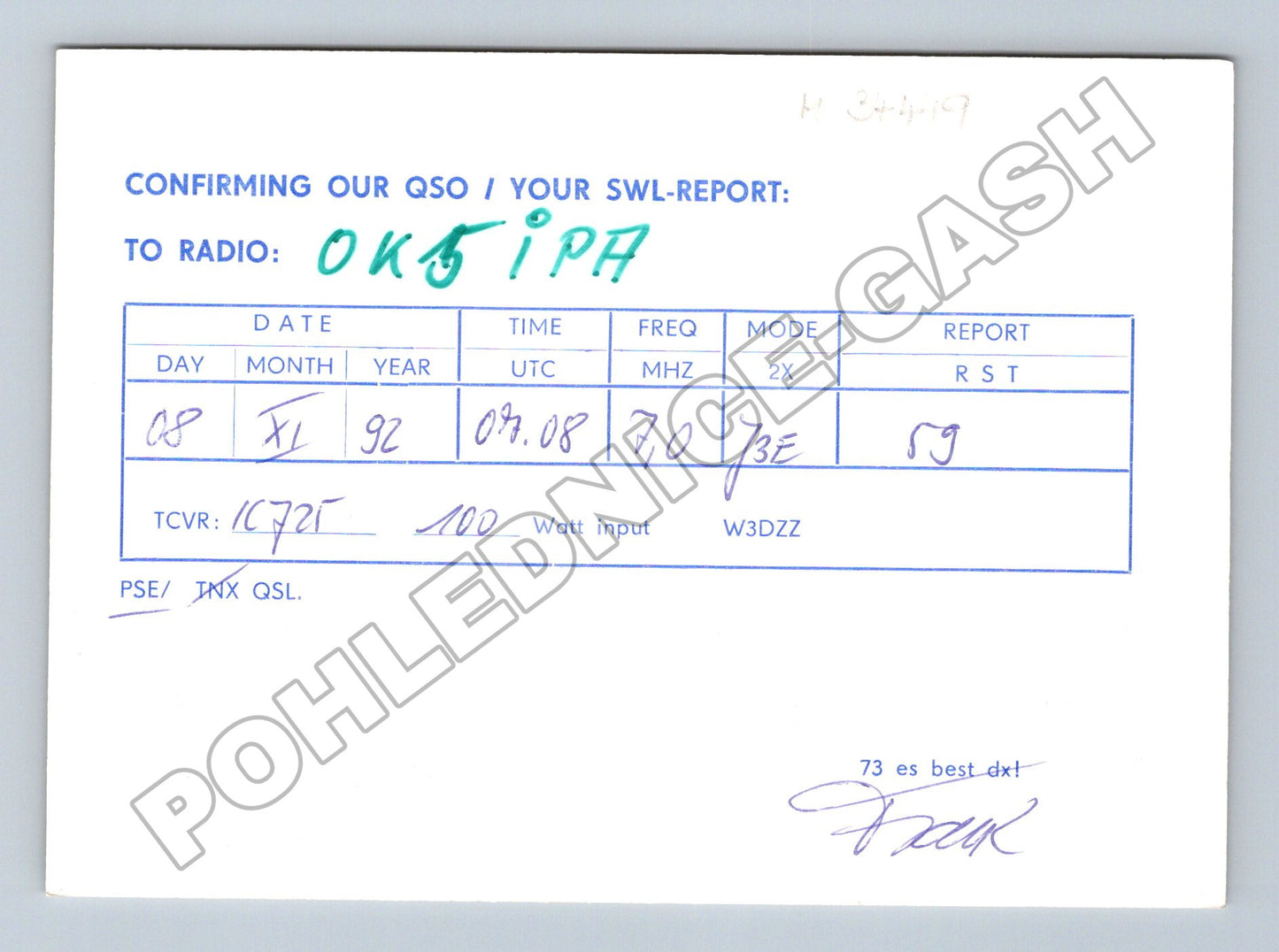Pohlednice Německo amatérská radiostanice QSL karta 1992 (M34449)