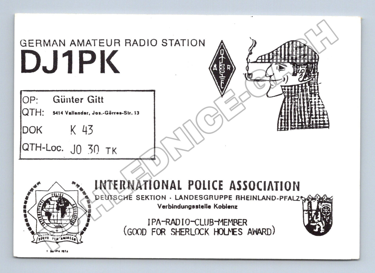 Pohlednice Německo QSL radio Sherlock Holmes 1993 (M34455)
