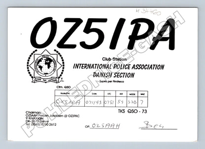 Pohlednice Dánsko QSL karta OZ5IPA 1993 (M34460)