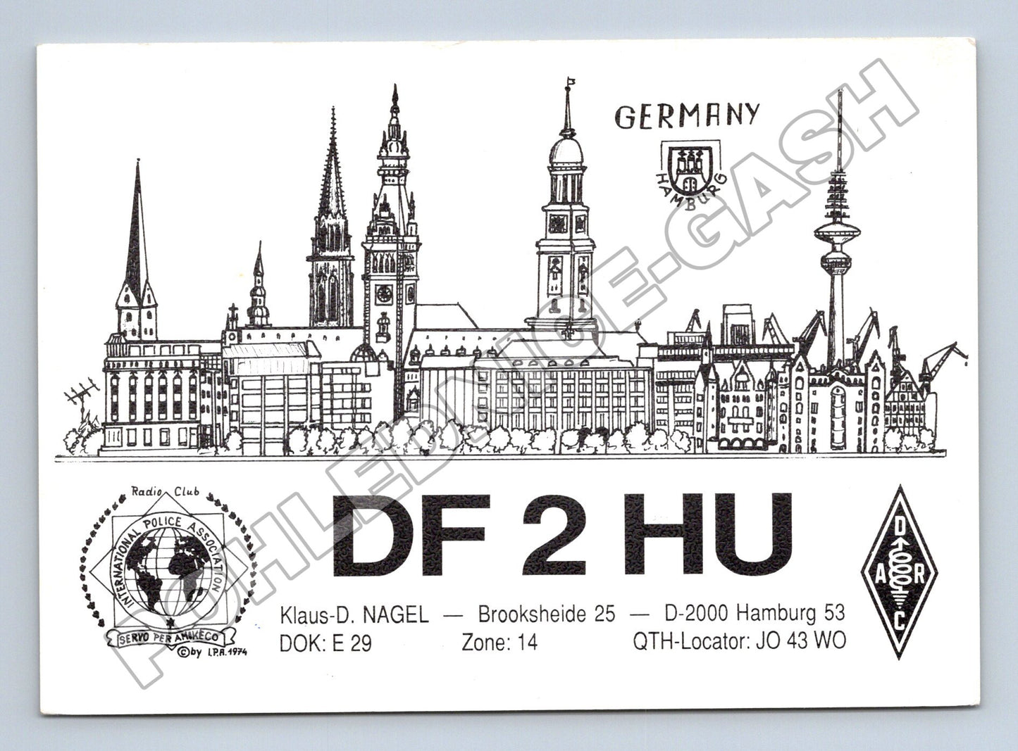 Pohlednice Německo Hamburg QSL DF2HU 1991 (M34464)