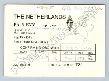 Pohlednice Nizozemsko QSL Jaap PA3EVV 1991 (M34465)