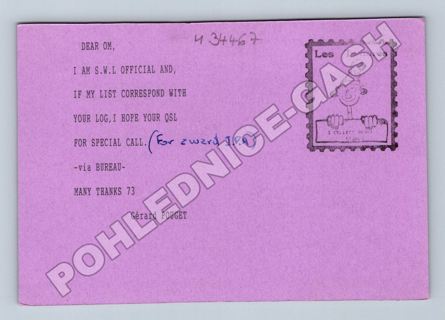 Pohlednice Francie QSL karta radioamatér OK5IPA 1993 (M34467)