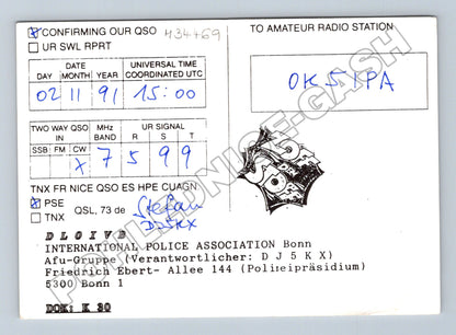 Pohlednice Německo Bonn QSL radiostanice 1991 (M34469)