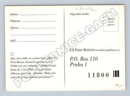 Pohlednice CS FIRST BOSTON plachetnice cca 1993 (M34472)