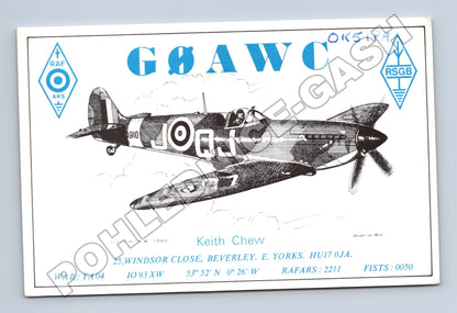 Pohlednice Velká Británie QSL karta Spitfire RAF 1991 (M34478)