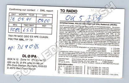 Pohlednice Německo radioamatérská QSL karta IPA 1991 (M34483)
