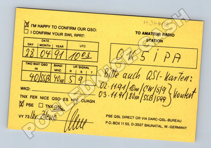 Pohlednice Německo QSL karta radioamatér Grossenwiehe 1991 (M34486)