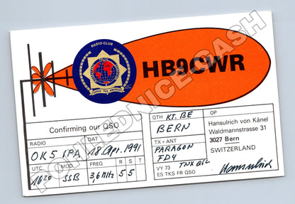 Pohlednice Švýcarsko QSL karta HB9CWR Bern 1991 (M34488)