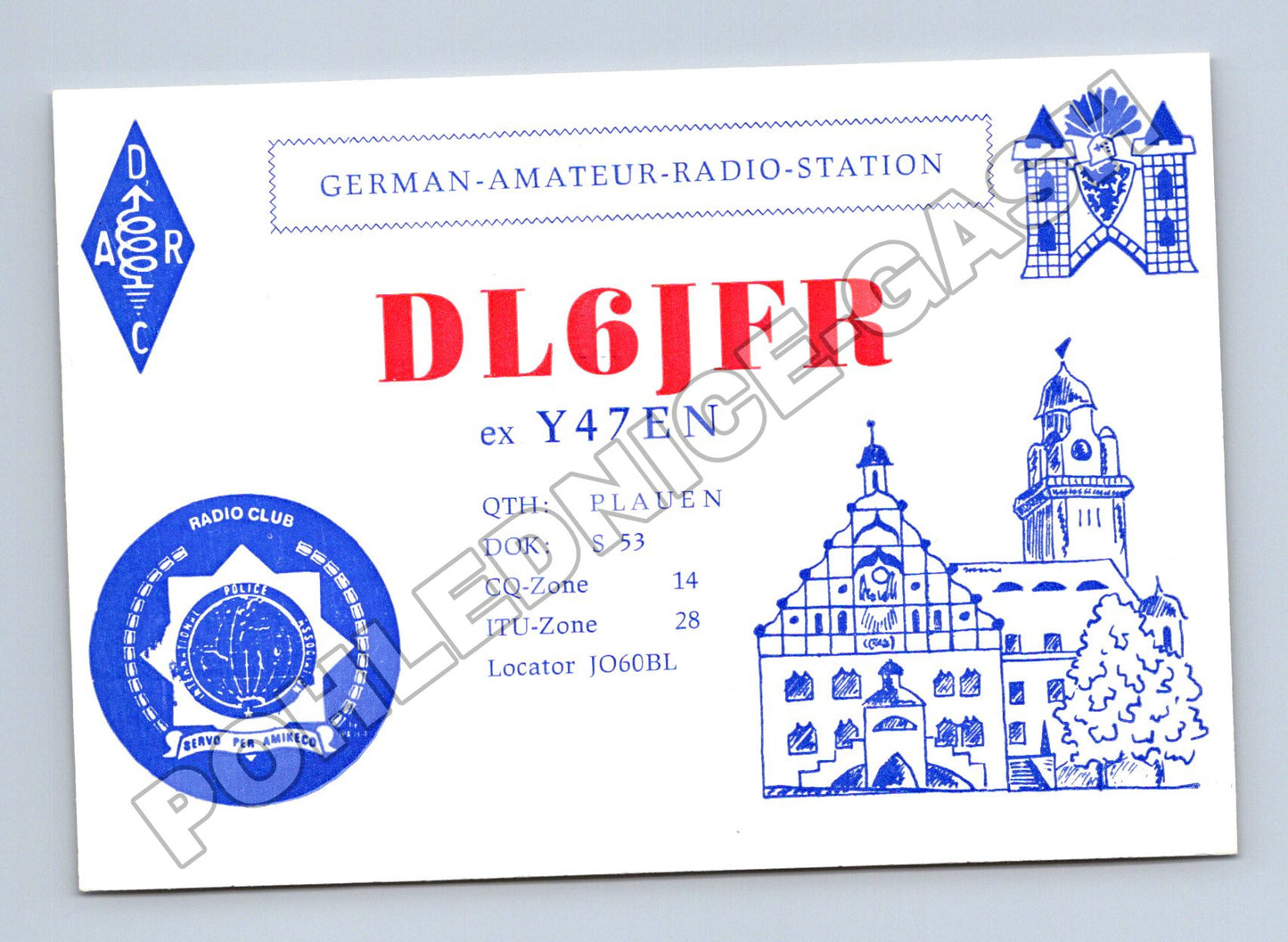 Pohlednice Německo Plauen QSL radioamatérská karta 1995 (M34491)