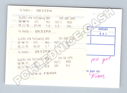 Pohlednice Německo Plauen QSL radioamatérská karta 1995 (M34491)