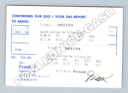 Pohlednice Německo Plauen QSL karta DL6JFR 1994 (M34495)