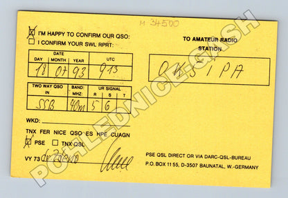Pohlednice Německo radioamatérská karta 1993 (M34500)