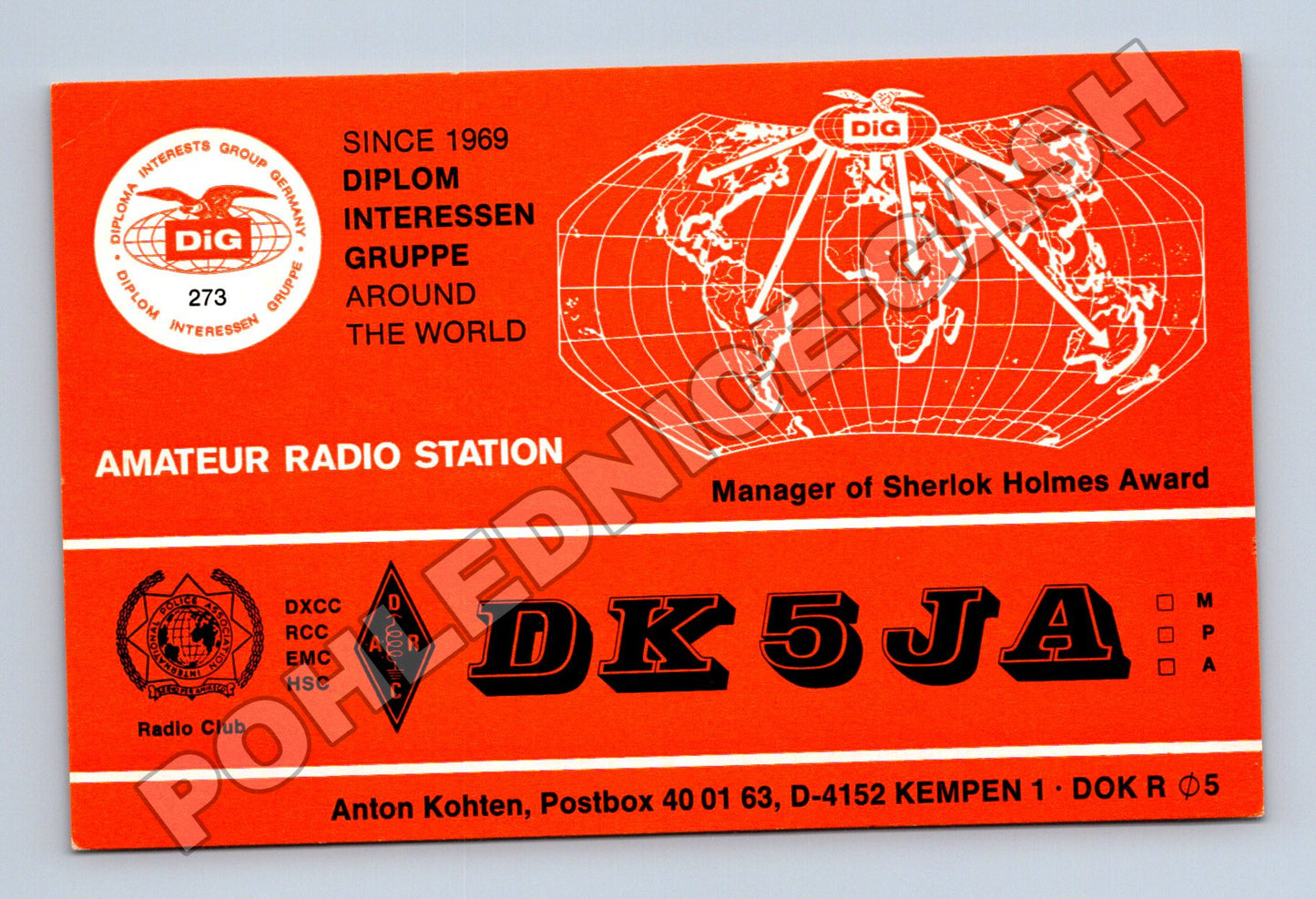 Pohlednice Německo radioamatérská QSL karta DK5JA 1991 (M34506)