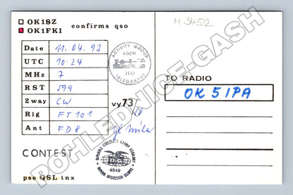 Pohlednice Praha radioamatérská QSL karta 1993 (M34512)