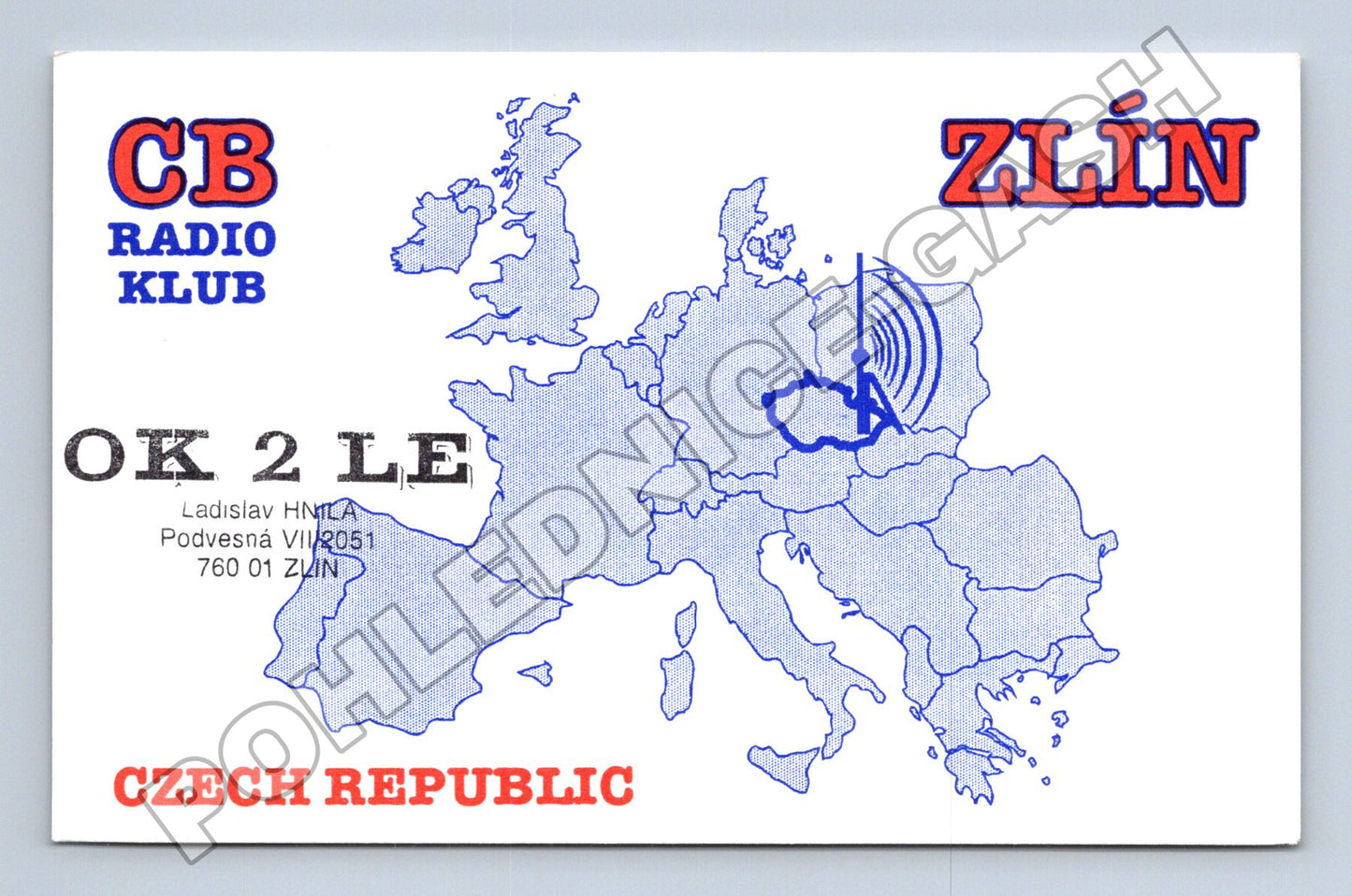 Pohlednice Zlín CB Radio klub QSL karta 1995 (M34514)
