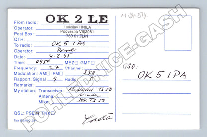 Pohlednice Zlín CB Radio klub QSL karta 1995 (M34514)