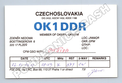 Pohlednice Československo QSL karta OK1DDR Plzeň 1991 (M34515)