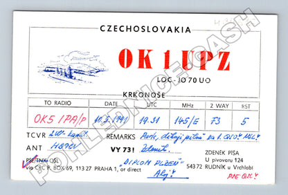 Pohlednice QSL karta Krkonoše 1991 (M34516)