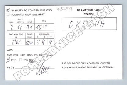 Pohlednice Německo QSL karta DK1LU 1991 (M34519)