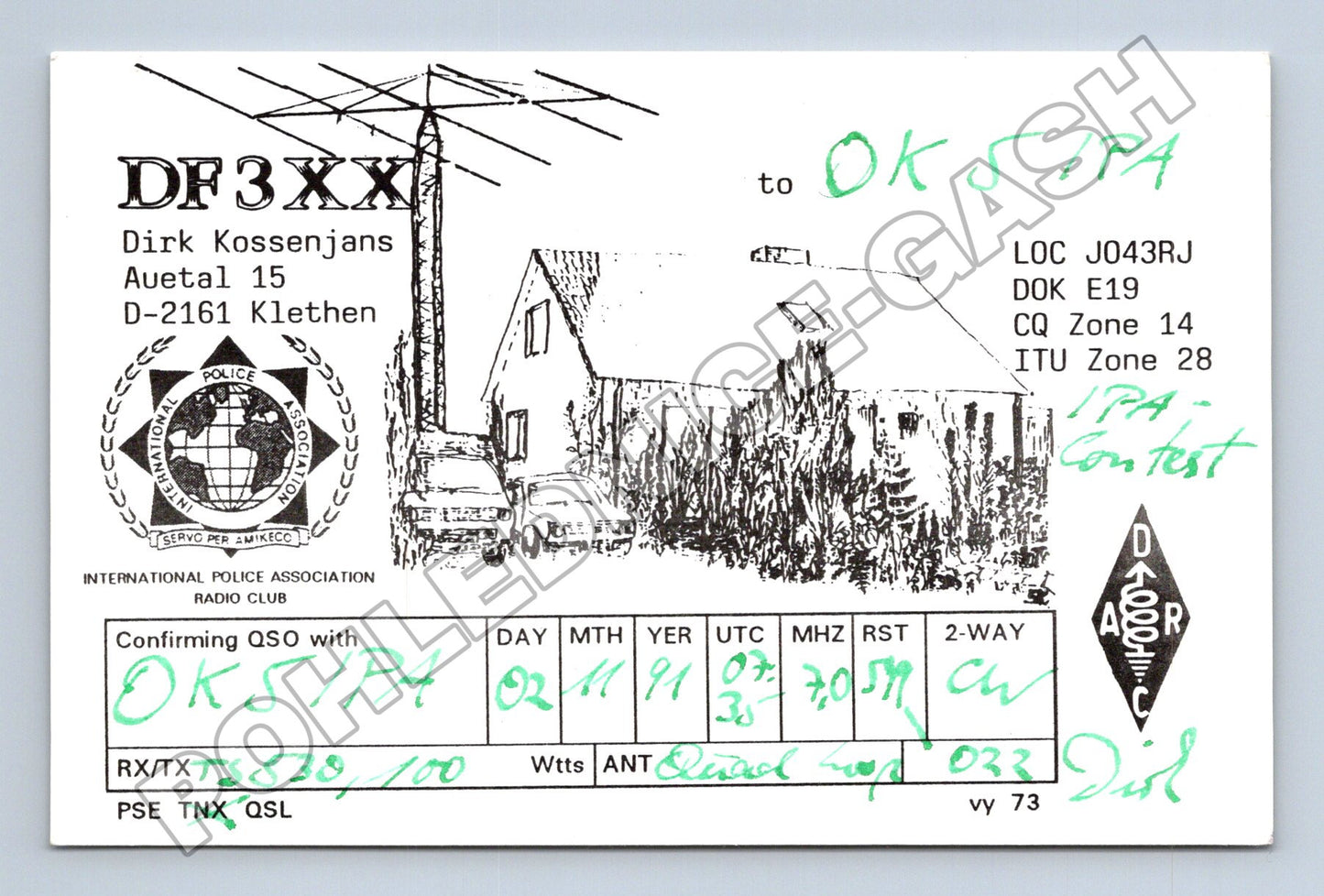 Pohlednice Německo QSL radioamatéři 1991 (M34520)