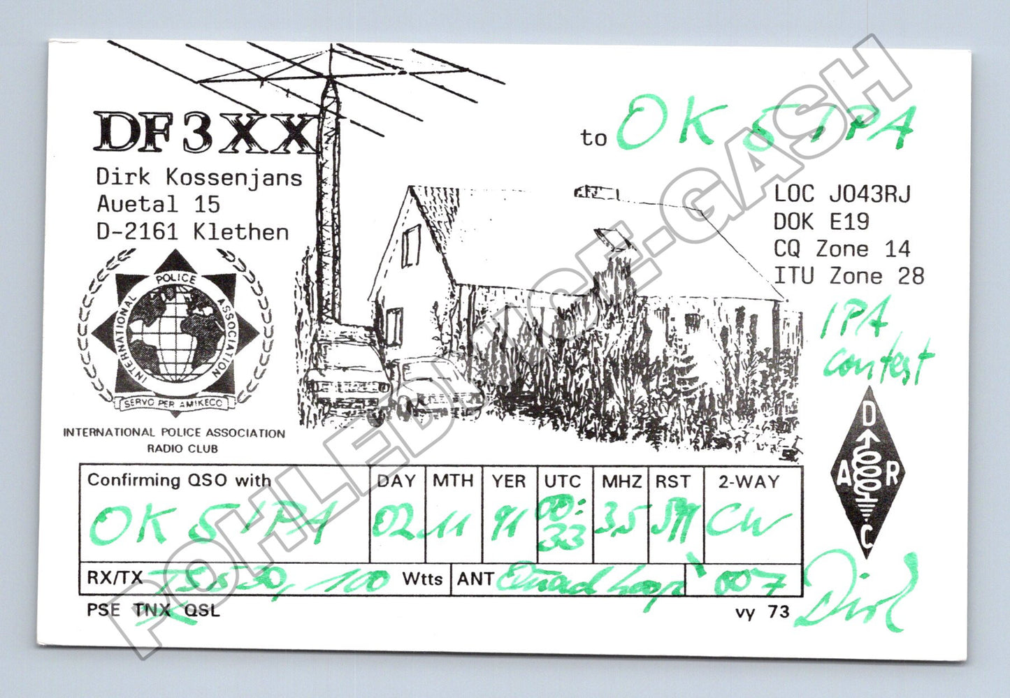 Pohlednice Německo radioamatér QSL DF3XX (M34521)