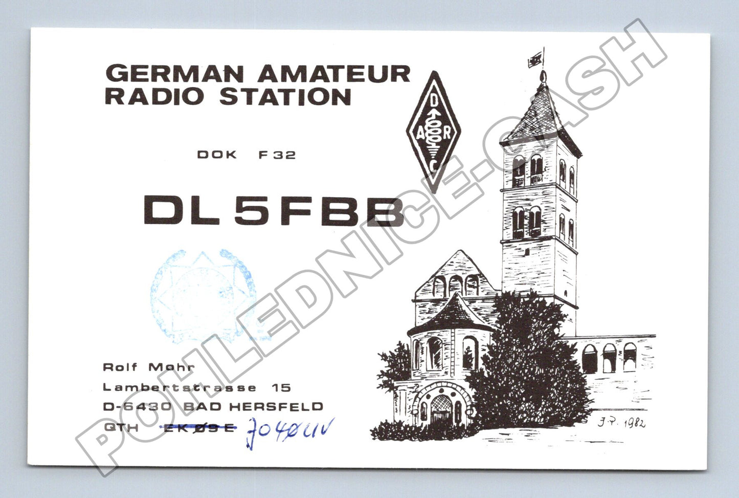 Německo Bad Hersfeld QSL karta radioamatér DL5FBB 1991 (M34522)