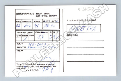 Německo Bad Hersfeld QSL karta radioamatér DL5FBB 1991 (M34522)
