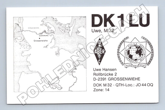 Pohlednice Německo QSL karta DK1LU Grossenwiehe 1991 (M34524)