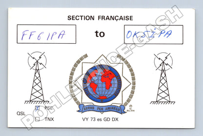 Pohlednice Francie QSL karta amatérské rádio 1991 (M34525)