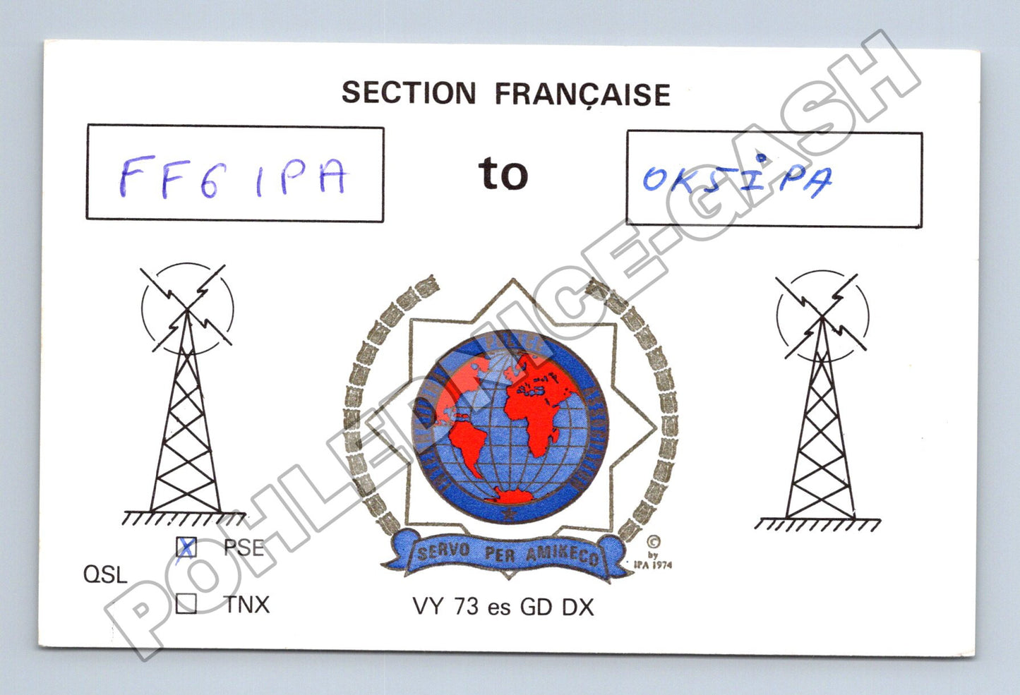 Pohlednice Francie QSL karta amatérské rádio 1991 (M34526)