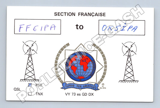 Pohlednice Francie QSL karta FF6IPA OK5IPA 1991 (M34527)