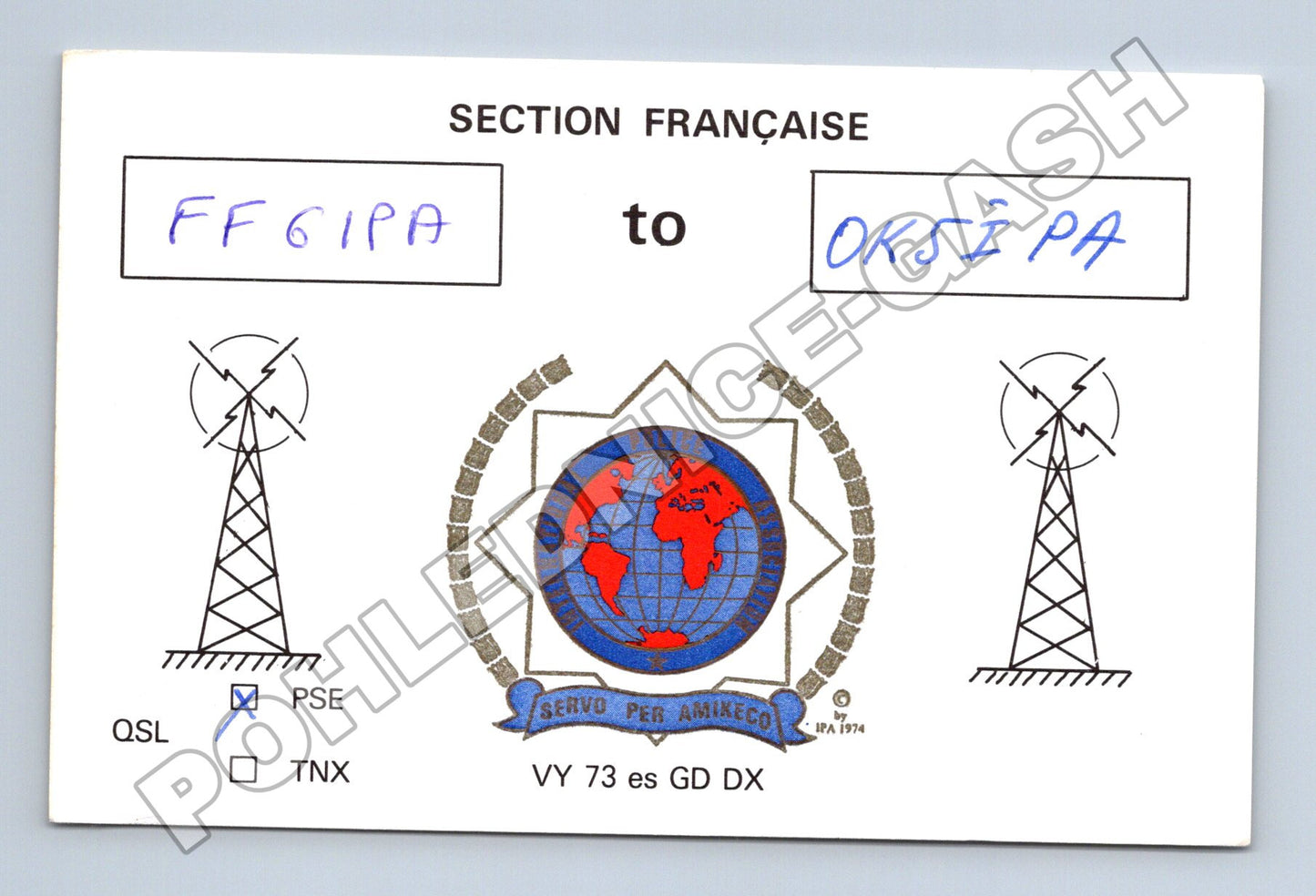 Pohlednice Francie QSL karta amatérské rádio 1991 (M34529)
