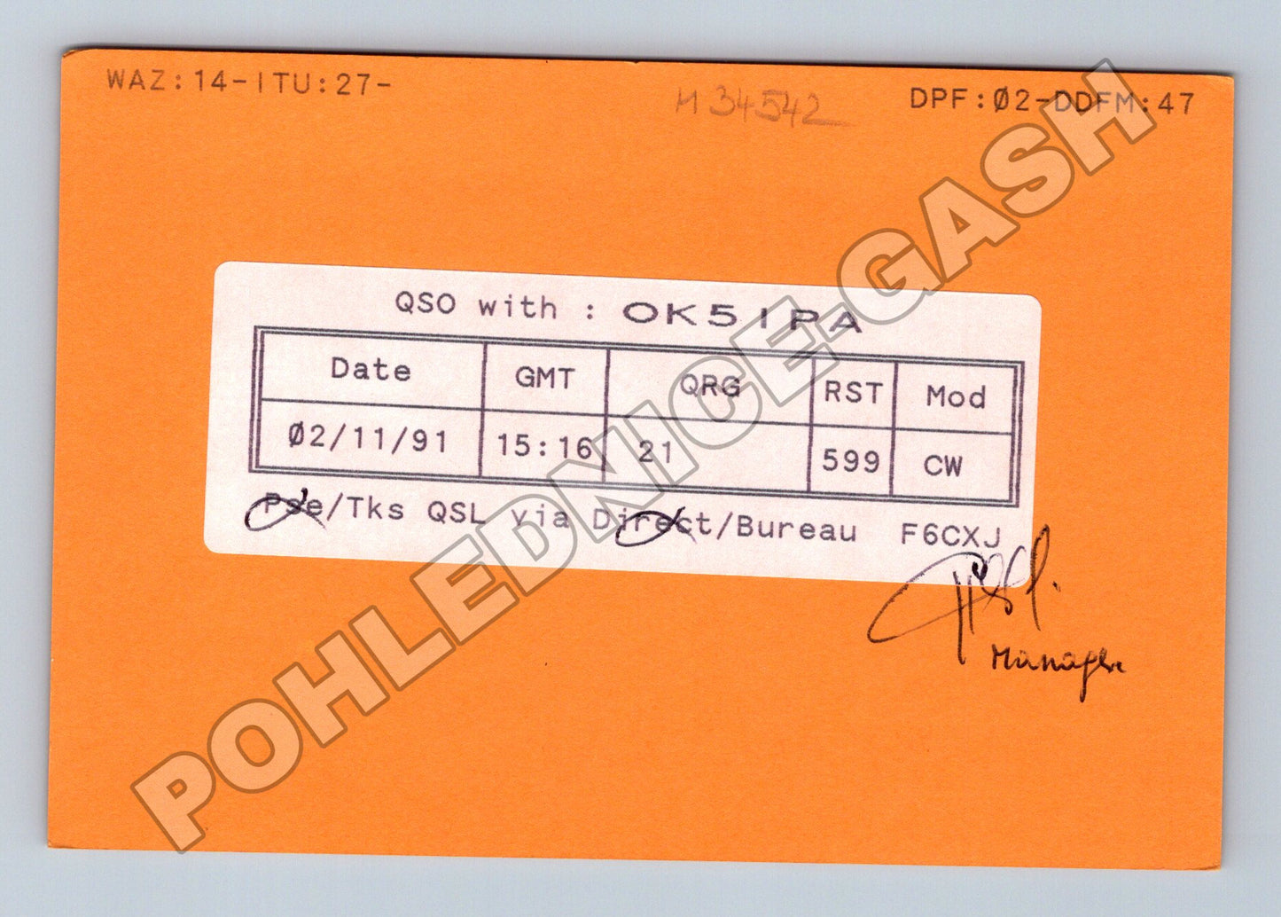 Pohlednice Francie QSL karta FF1 IPA policie 1991 (M34542)