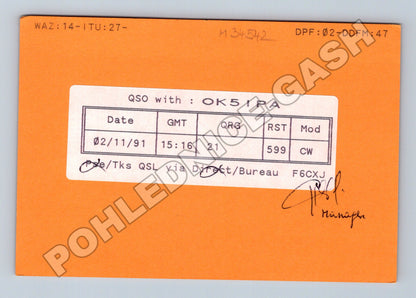 Pohlednice Francie QSL karta FF1 IPA policie 1991 (M34542)