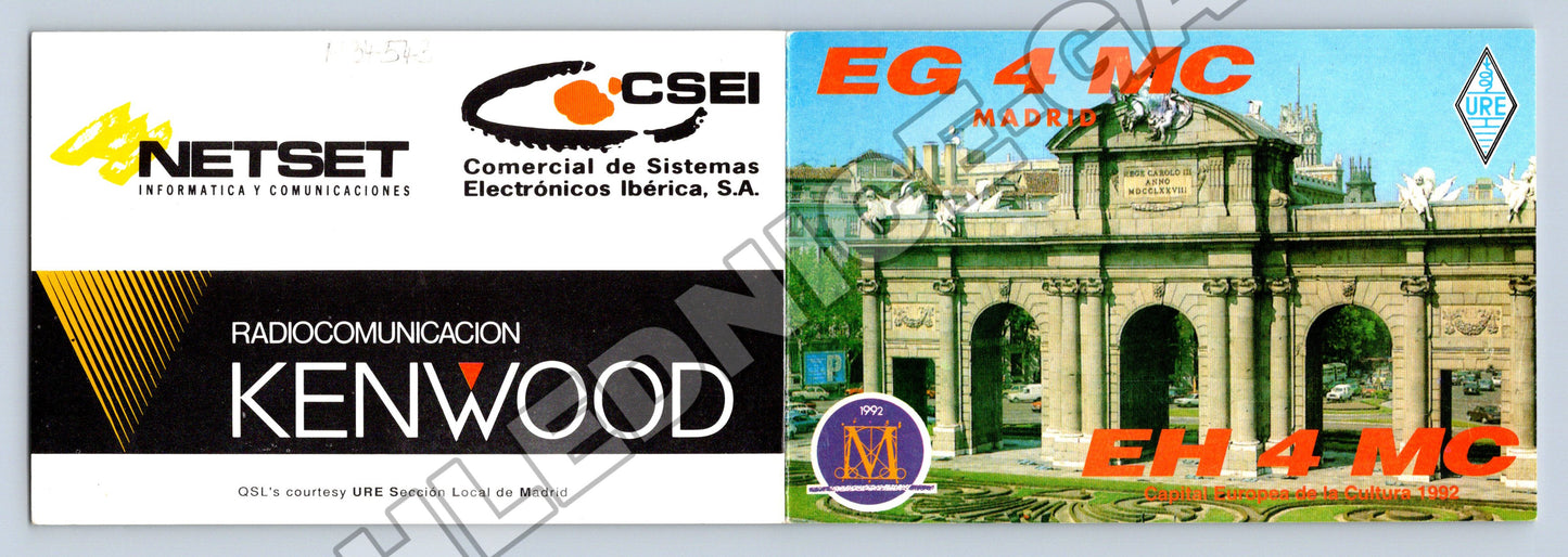 Pohlednice Španělsko Madrid QSL karta EG4MC 1992 (M34543)