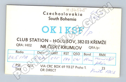 Pohlednice Holubov QSL karta OK1KSF 1991 (M34545)