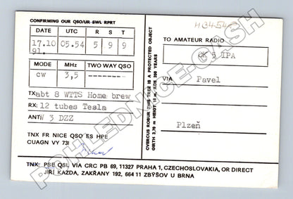 Pohlednice Zakřany u Brna strom QSL karta 1991 (M34548)